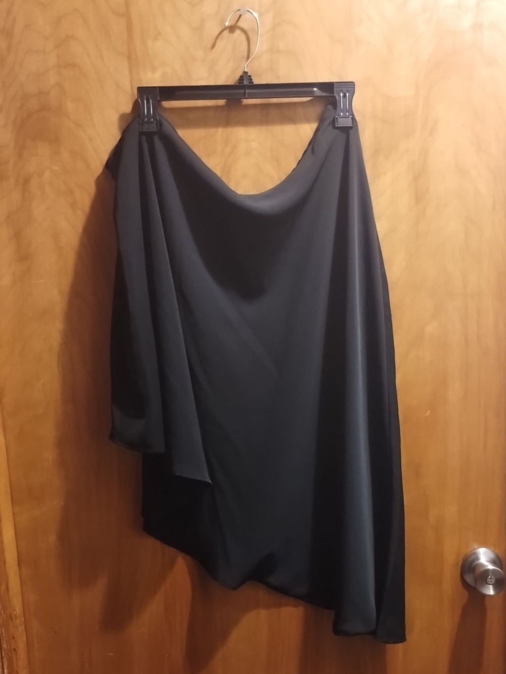 Women's Black Asymmetric Draped Skirt